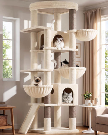 Extra Large Cat Tree for Indoor Multiple Cats, Beige