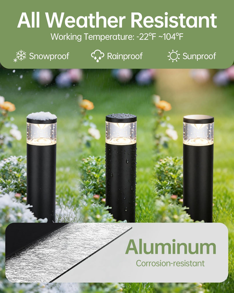 6Pack Low Voltage Bollard Landscape Lights, 12V Aluminum Path Light
