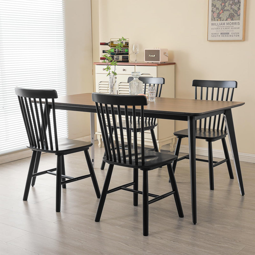 Windsor Dining Chair Set of 4, Spindle Back Wooden Chairs, Farmhouse Country Wooden Dining Chairs for Dining Living