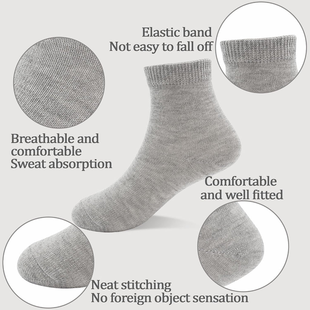24 Pairs Boys Crew Socks, Unisex Kids School Socks