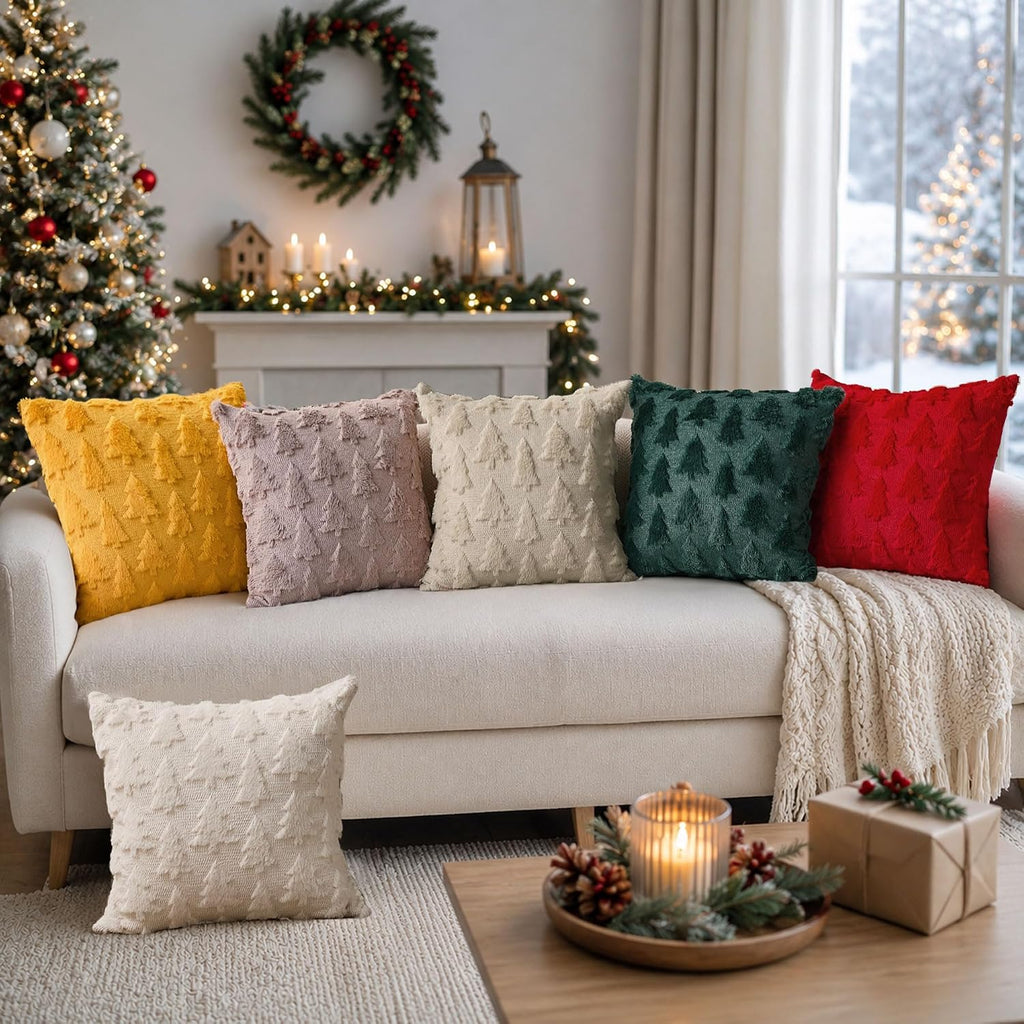 Christmas Tree Pillow Covers 18x18 Christmas Decor Green - Set of 2