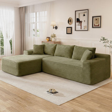 95'' Boneless Sectional Couches, Modern L Shaped Couch with Chaise, Comfy Soft Corduroy Upholstery, Deep Seat