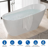 67" Freestanding Bathtub, Black Exterior White Interior Acrylic Stand Alone Soaking Tub, Modern Oval Bath with
