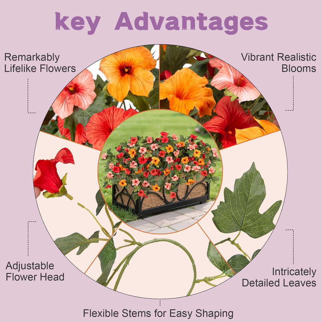 Artificial Petunia Flowers Fake Plants for Outdoor Fall Decor