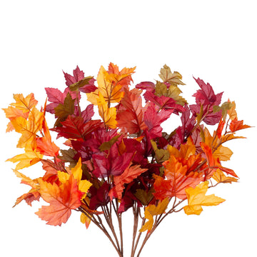 Artificial Fall Maple Leaves Stem, 21.6" Fake Branches, 6PCS