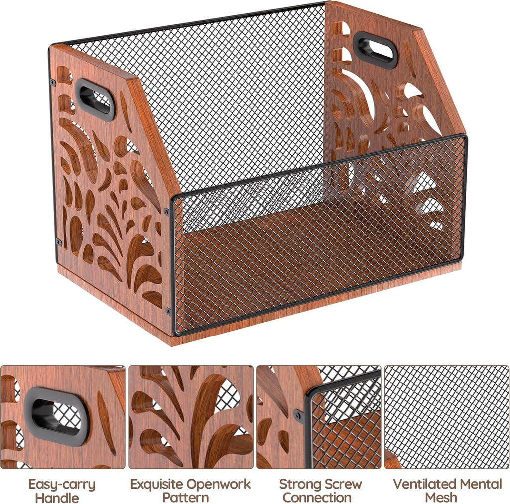 Dog Toy Basket, Chew-Proof Dog Toy Box, Wooden Pet Toy Storage