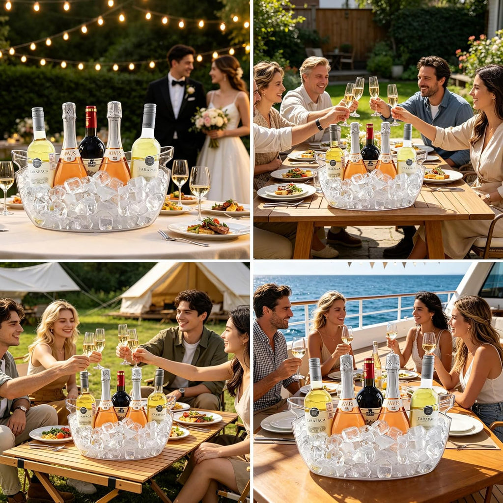 7.5L Ice Buckets for Parties, 2-Pack Clear Beverage Tub, Champagne Bucket - Set of 2