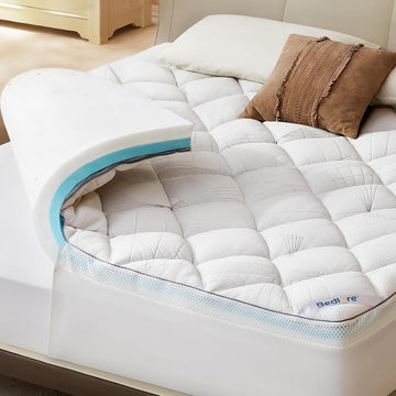 Full Mattress Topper Dual Layer 4-Inch Memory Foam Mattress Topper | Mattress Topper for Back Pain, Dual Layer Medium