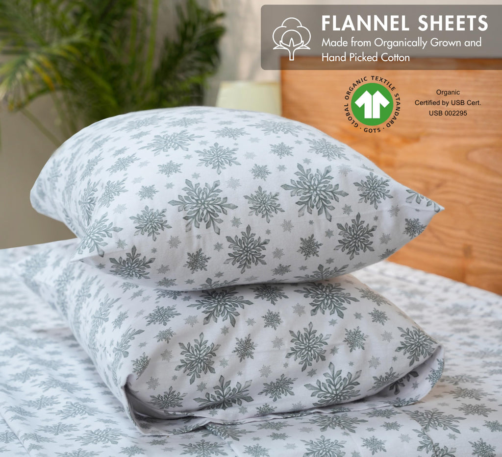100% Organic Cotton Flannel Sheets Cal King Size Set, Crystal Noir
