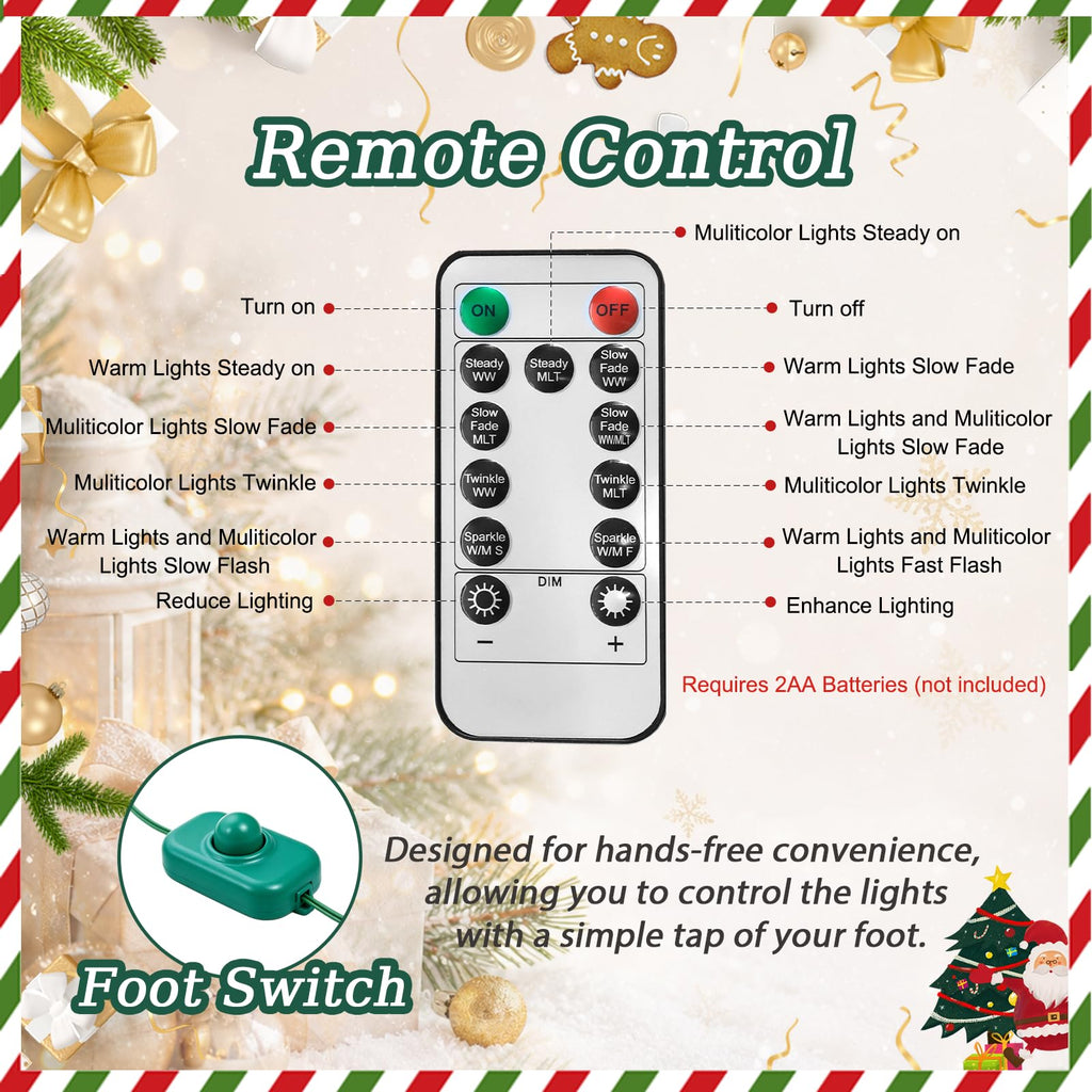 6.5ft Pre-Lit Christmas Tree with Remote Control & Foot Switch