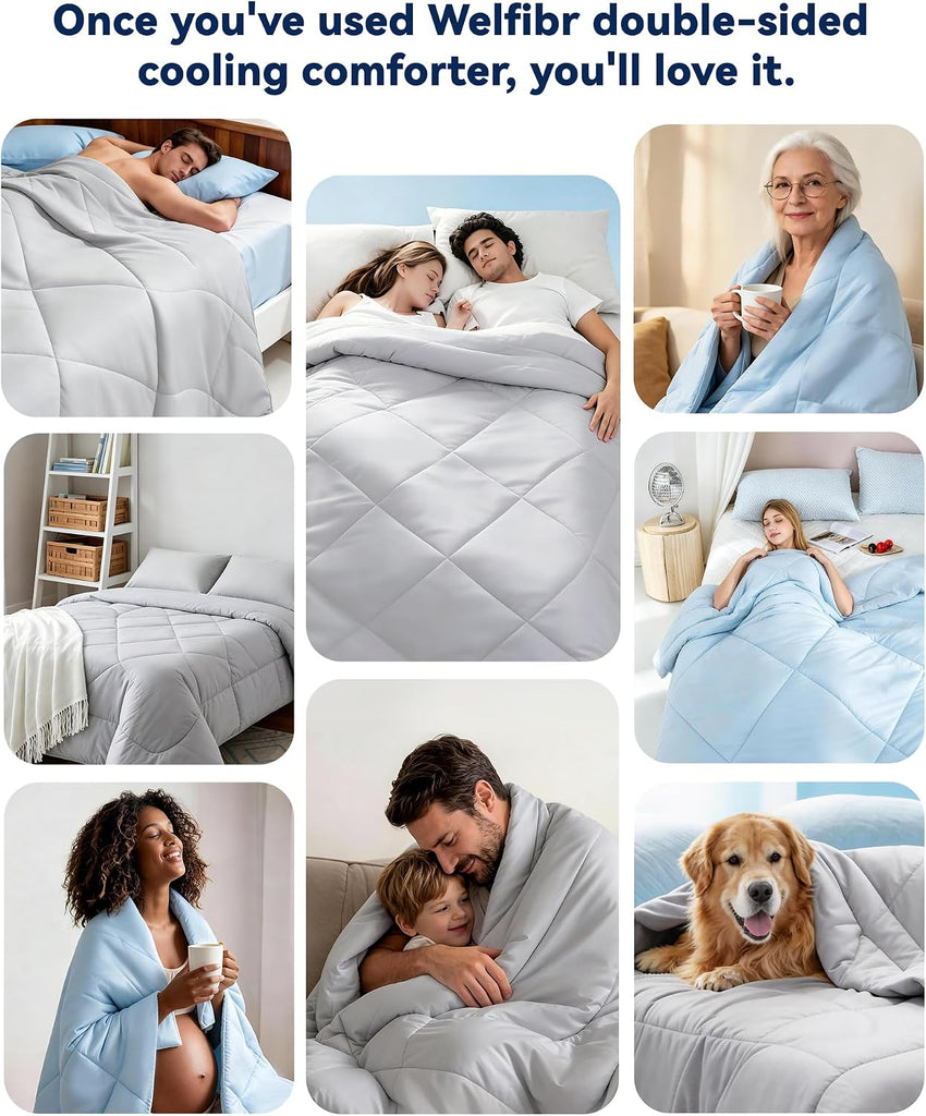 Cooling Comforter King Size Q-Max >0.48, Double-Sided Cooling Blankets for Hot Sleepers, Silky Soft Nylon Spandex