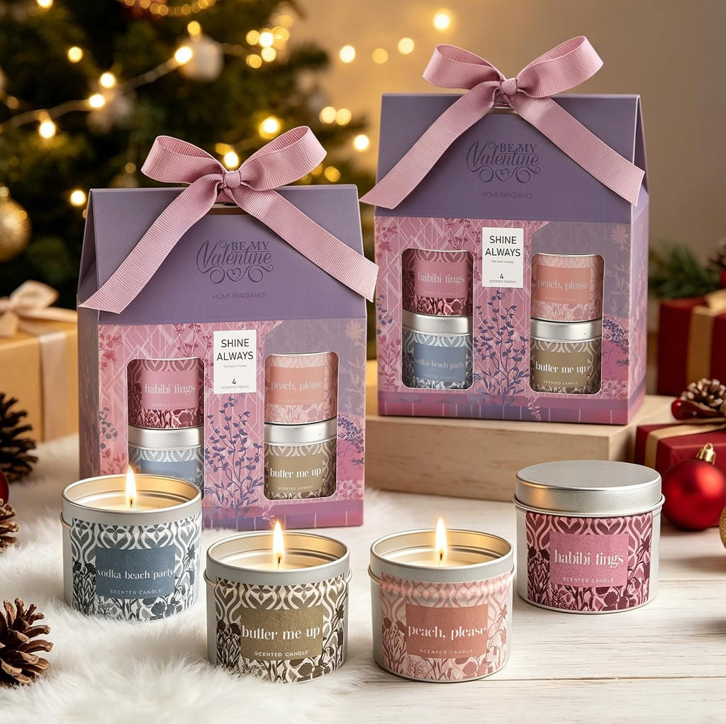 Scented Candles for Women, Aromatherapy Candles with Natural Soy Wax - Set of 4