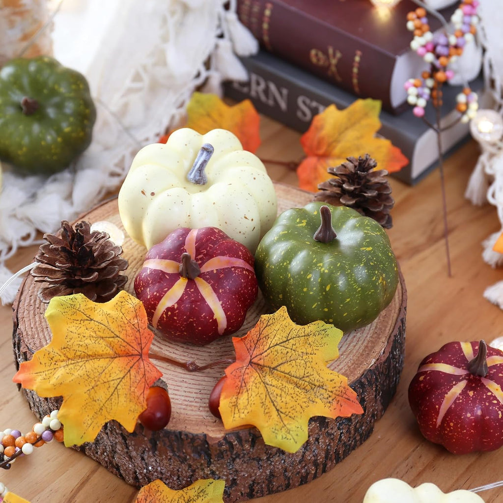 Fall Pumpkins Set for Autumn Thanksgiving Halloween Home Decor - Set of 32