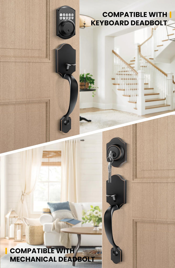 Front Door Handle, Oil Rubbed Bronze Entry Door Handles