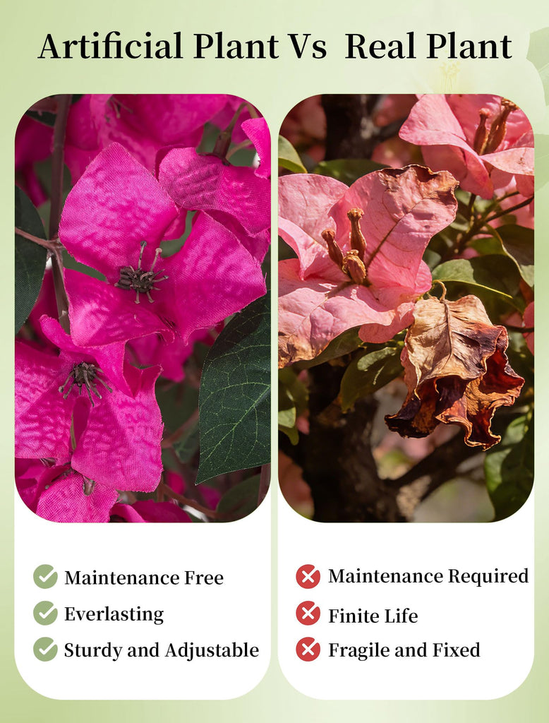 3.9ft Bougainvillea Artificial Tree for Porch, Set of 2, Hot Pink