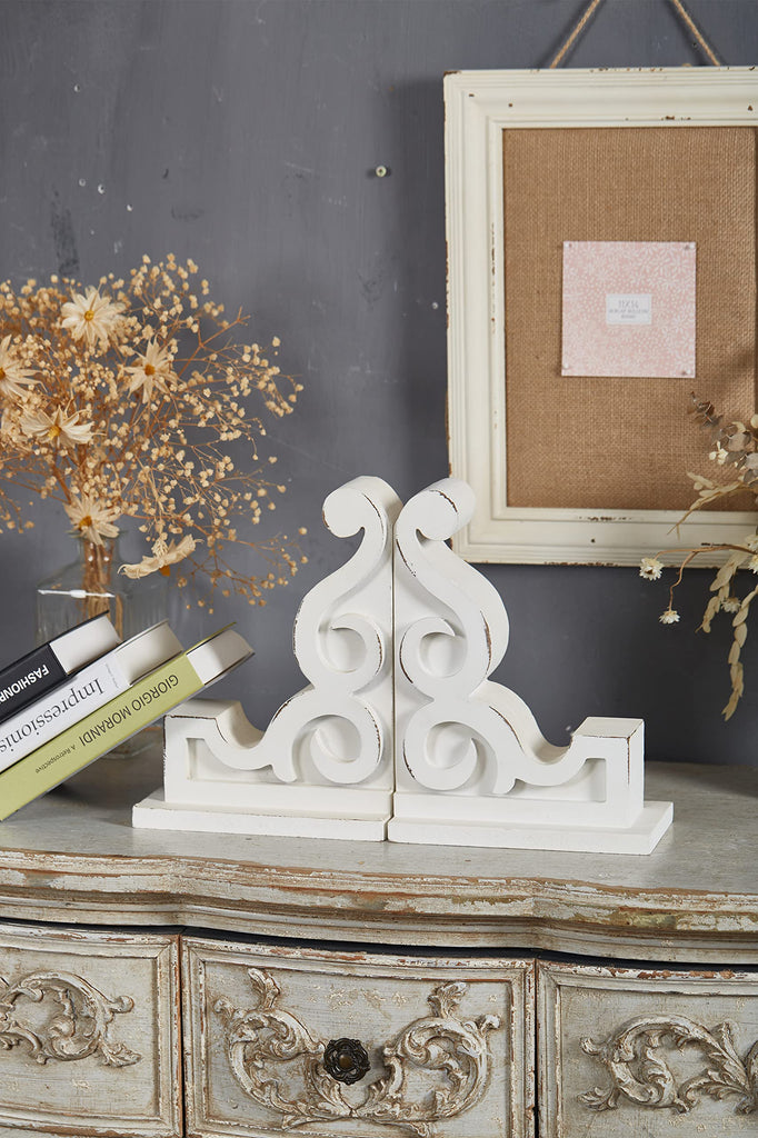 Rustic Wooden Corbels Set of 2, Handmade Distressed White