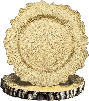 Charger Plates Bulk 13 Inch Plastic Charger Plates Round Plate Charger for Dinner Wedding Party Event Table - Set of 10