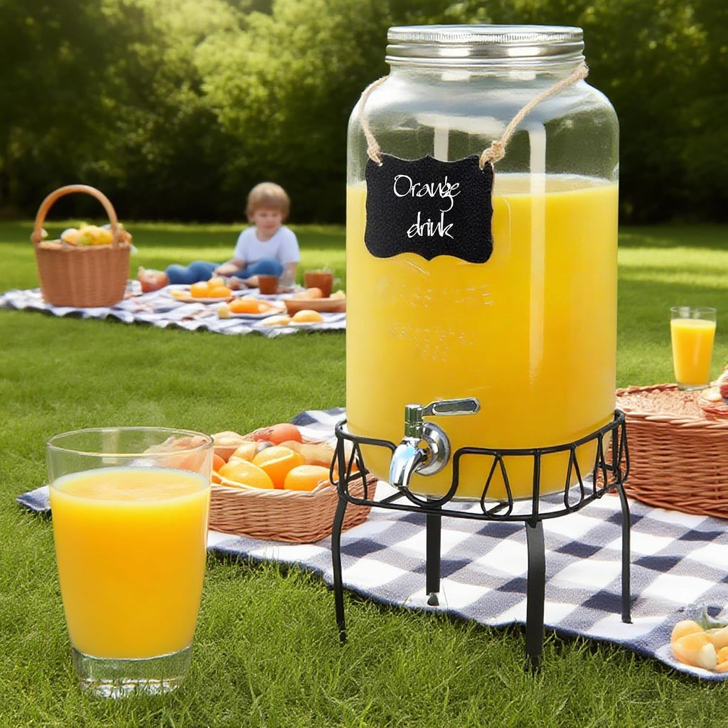 For Parties, Beverage Dispenser with Stand, Ice Cylinder and Stainless Steel Spigot 100% Leakproof, Beverage - Set of 2