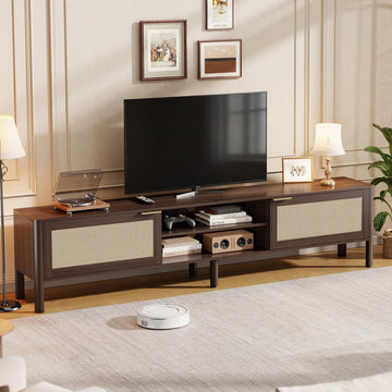 Rattan TV Stand Walnut 71"