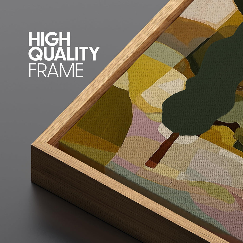 Extra Large Framed Canvas Print Wall Art Abstract Tuscan Landscape Soft Pastel Tone Geometric Scenery Illustrations