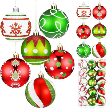 Christmas Balls Shatterproof Ornaments 2.4 Inch,Classic - Set of 30