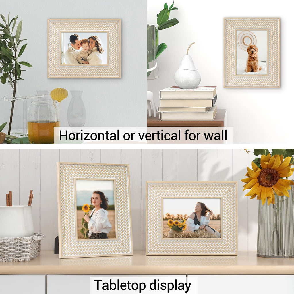 Boho 5x7 Picture Frame Rattan Photo Frame Set of 2