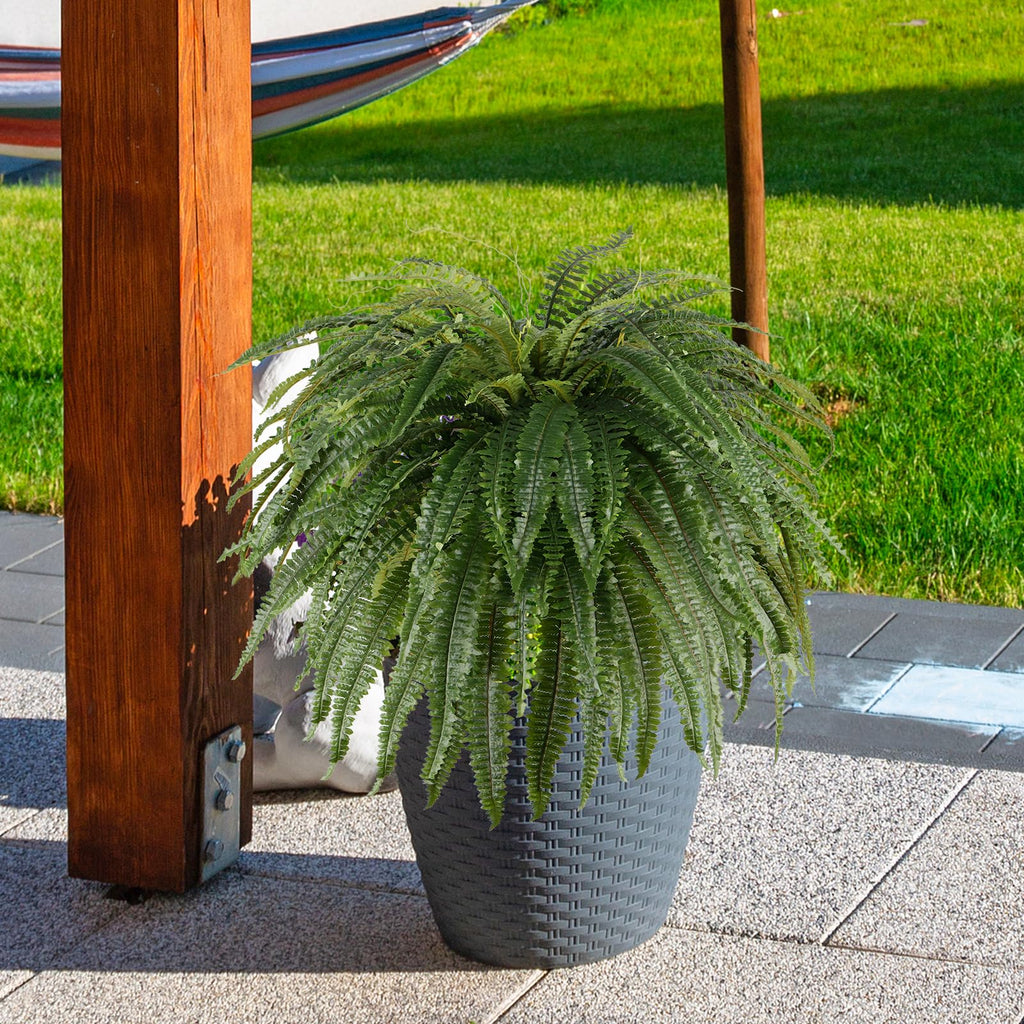 Single Silky 50" Artificial Fern Plant, Large Fake Fern with 100Fronds, Realistic Faux Boston Fern Bush for Outdoors
