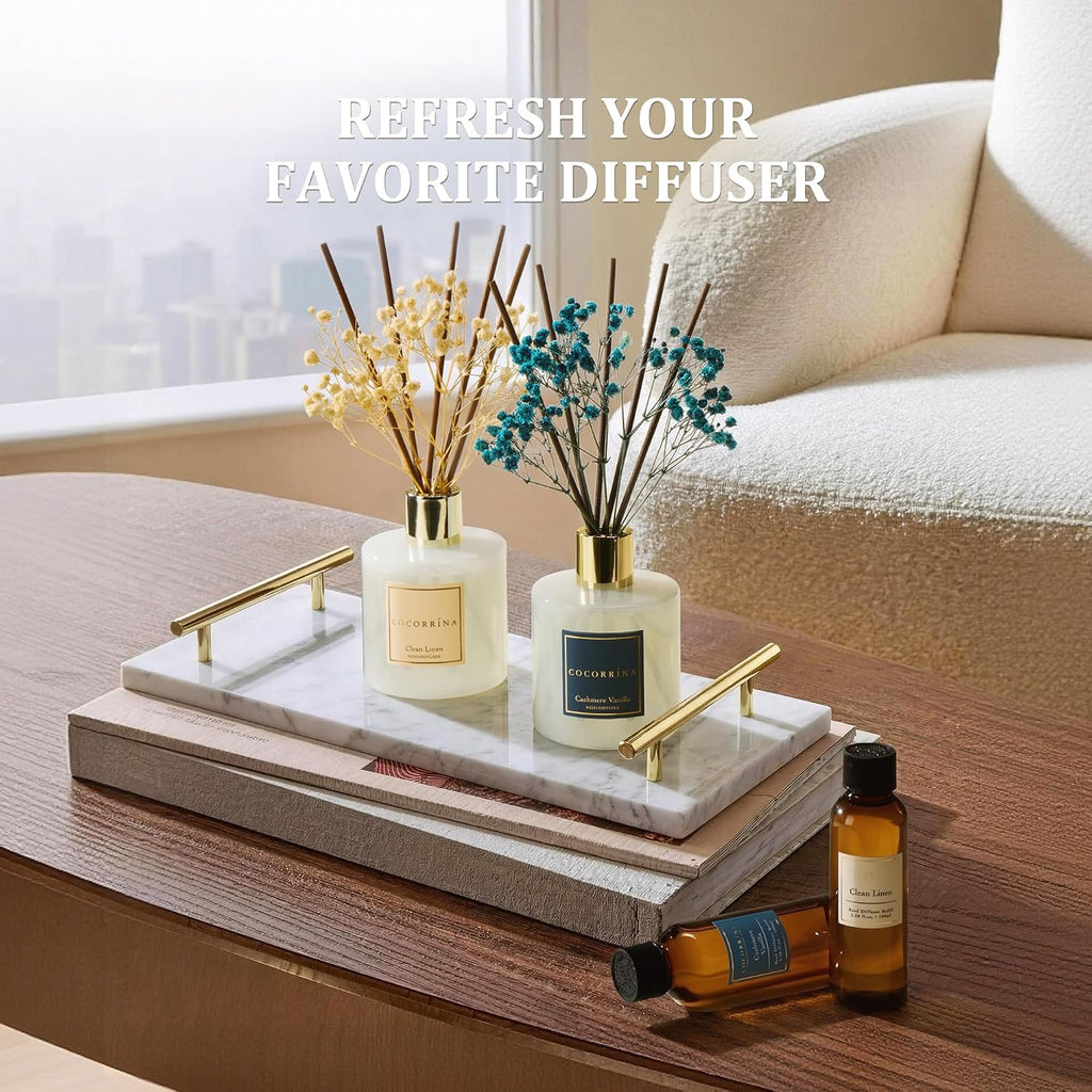 Reed Diffuser Refill Set, 10.2oz Scented Oil Refill 3 Pack, Clean Linen, Cashmere Vanilla, Gardenia, Long Lasting Oil - Set of 3