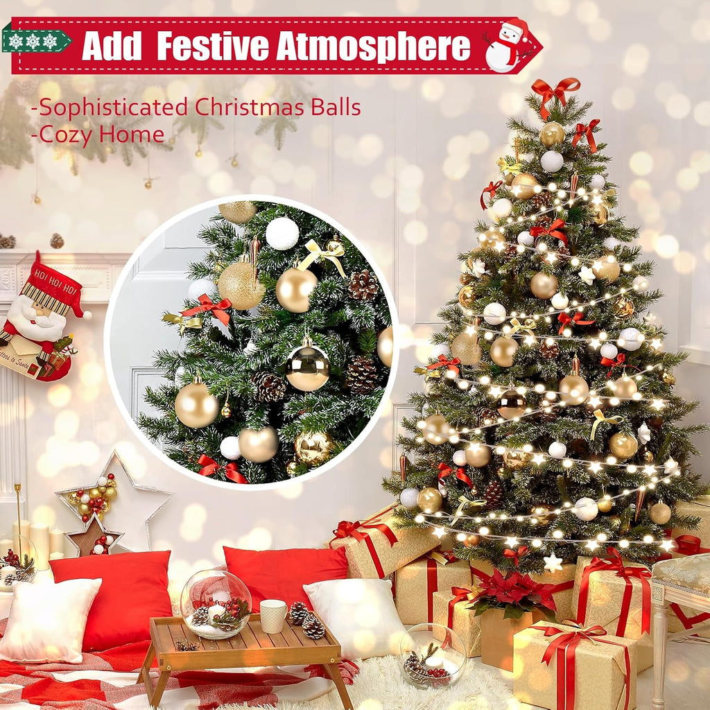Christmas Ball Ornaments, 48-Pack, 2.5-Inch, Champagne