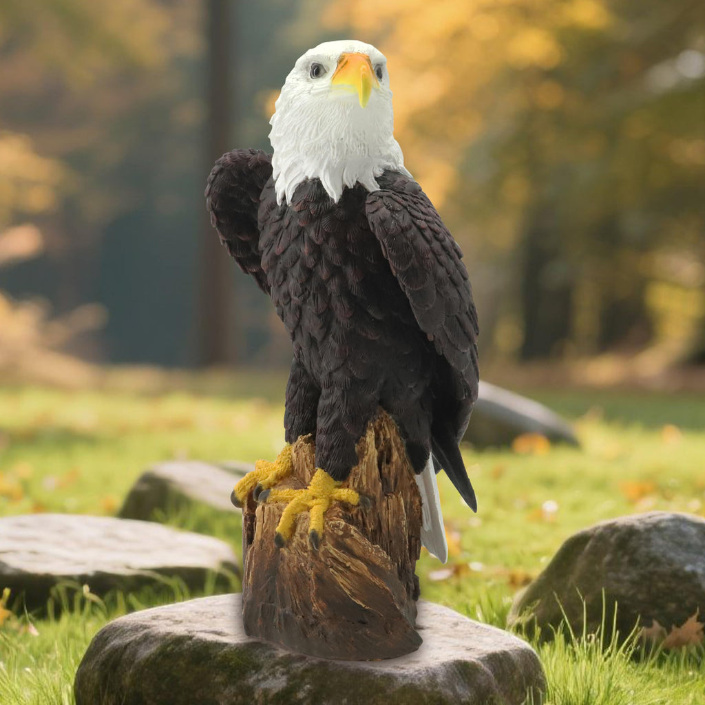 Bald Eagle Statue, Indoor Outdoor Animal Sculptures, Large 14.2"H