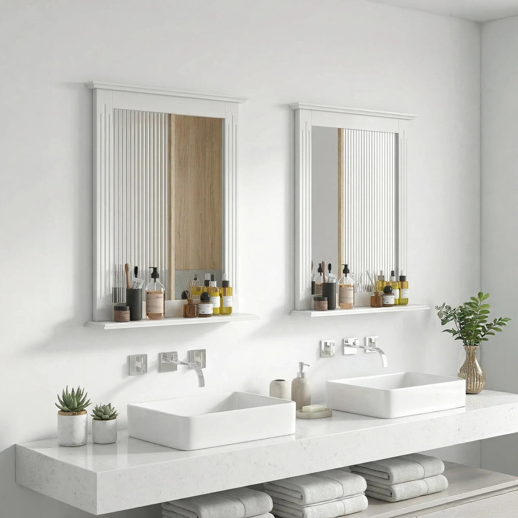 Wall Mounted Bathroom Mirror with Built-in Storage Shelf