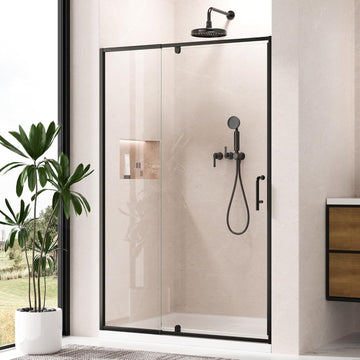 Pivot Shower Door, 44-48" W x 72" H Semi-Frameless Pivot Swing Glass Shower Door