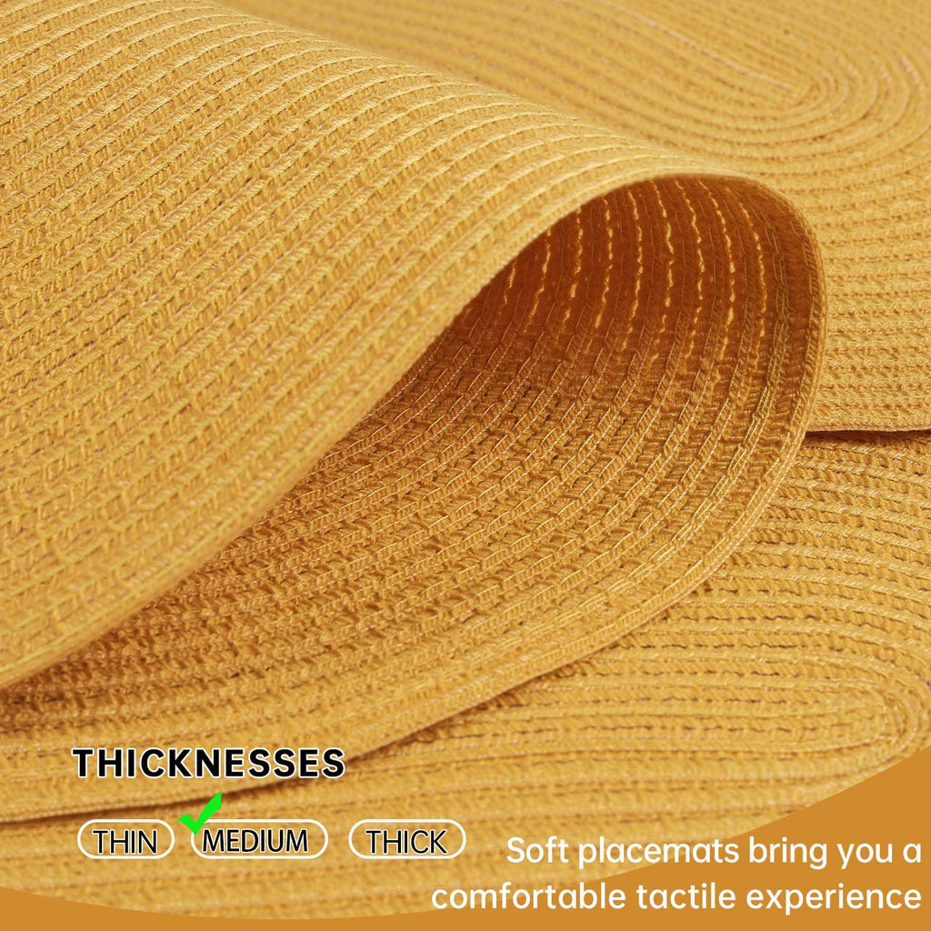 Placemats Set of 4, Woven Oval Braided Dining Table Mats(Mustard Yellow)