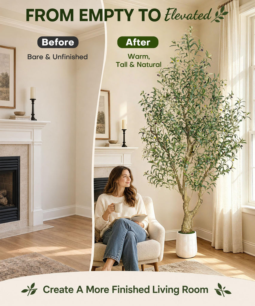 8ft Artificial Olive Tree: Large Lifelike Plant