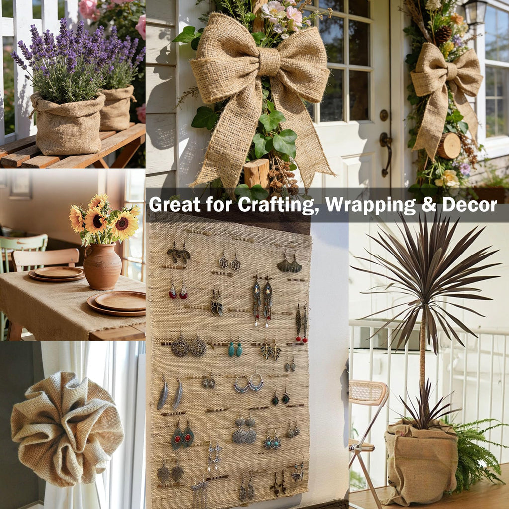 20" x 10 ft Burlap Fabric Roll, Natural Jute Burlap for Garden & Outdoor Use, Tree Wrap & Weed Barrier Cloth, Burlap