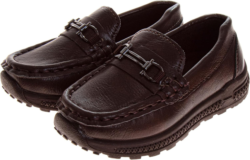 Boy Loafers Penny Moccasin Oxford School Driving Casual Dress Shoes for Boys (Black, Tan, Brown)(Sizes: Toddlers