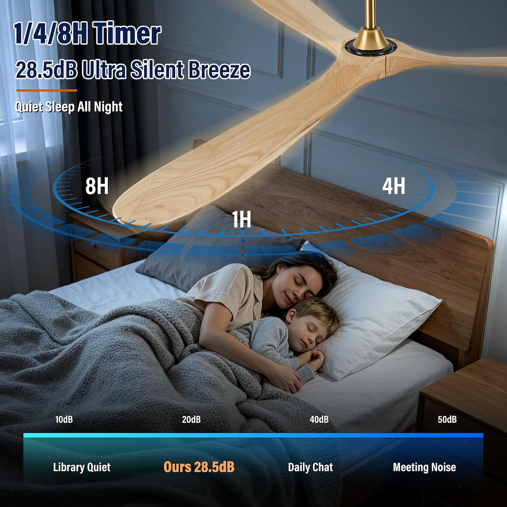 Inspired Maverick Style 84" wood ceiling fan, Brass Gold
