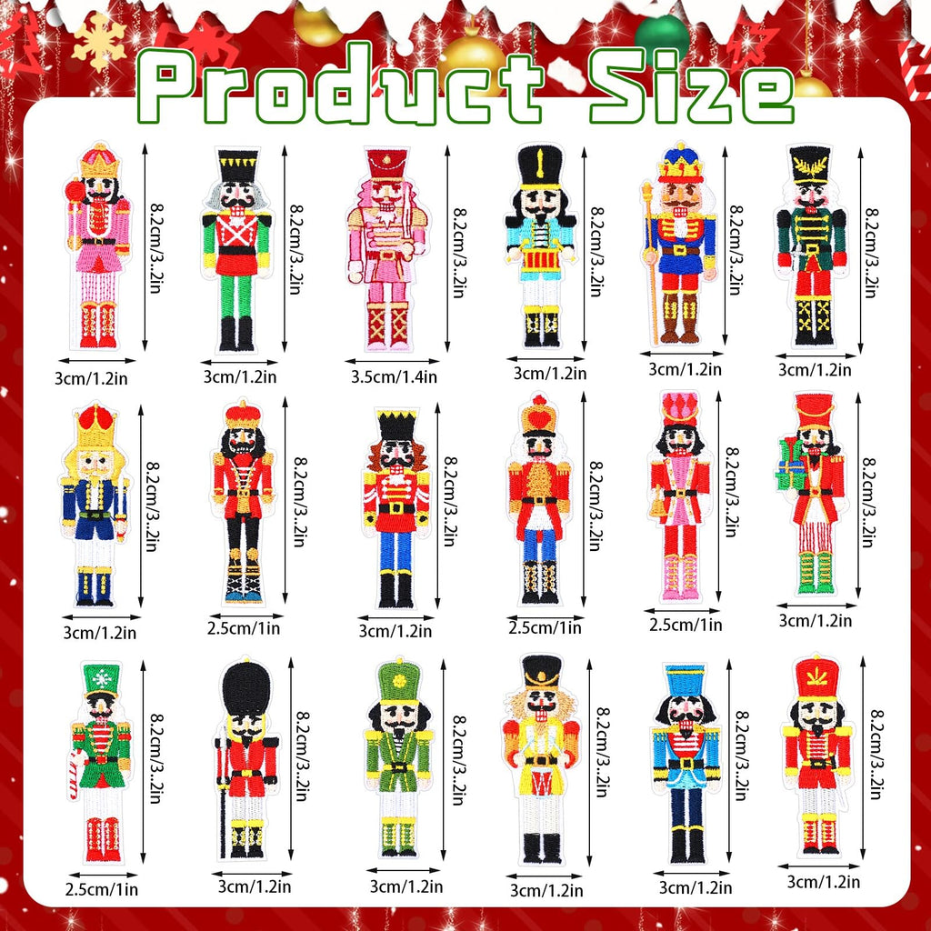 36pcs Christmas Nutcracker Iron on Patches Xmas Applique