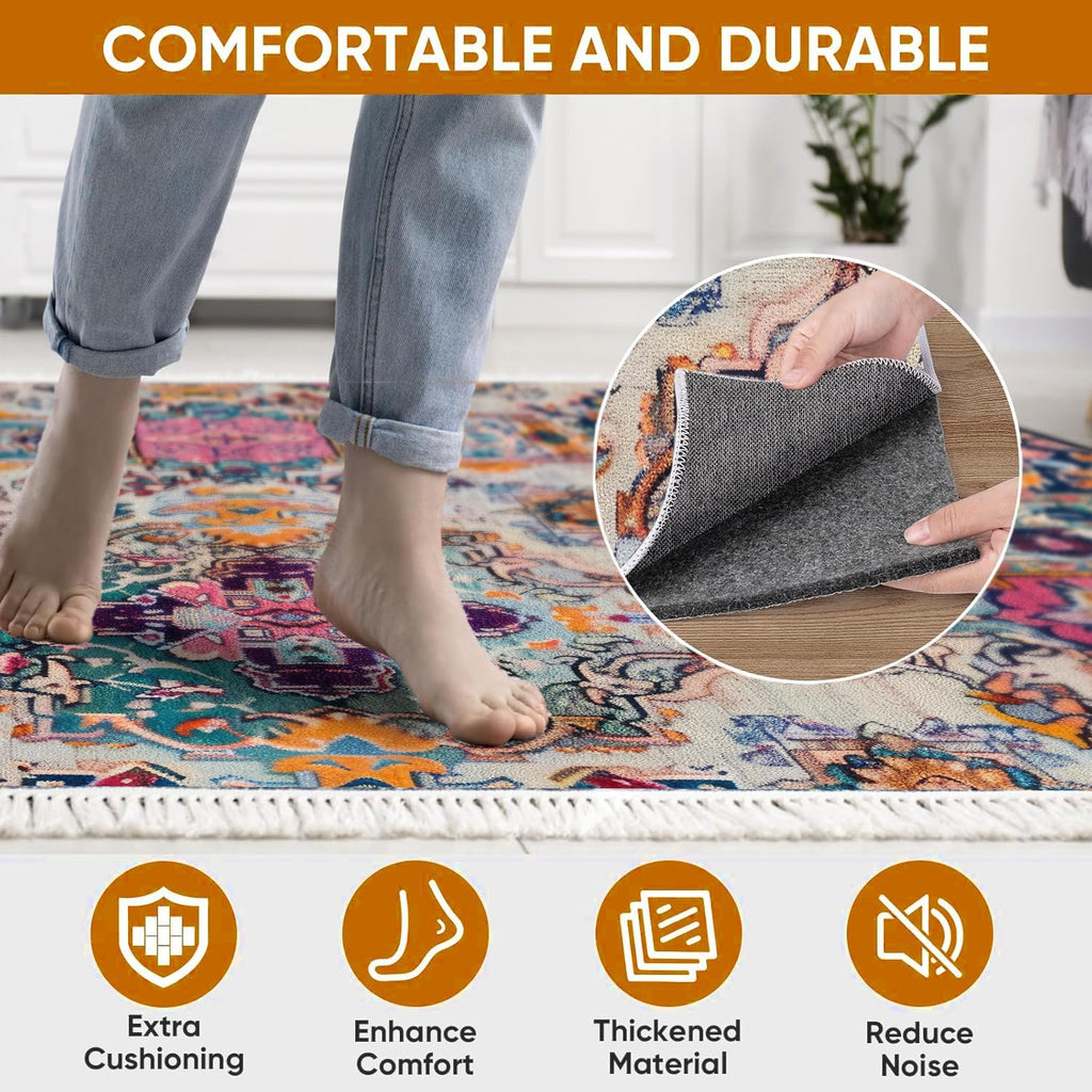 8x10 FT Non Slip Rug Pad Waterproof Cushioned Felt Rug Pad for Hardwood Floors 1/8" Thick Soft Carpet Pad - Set of 80