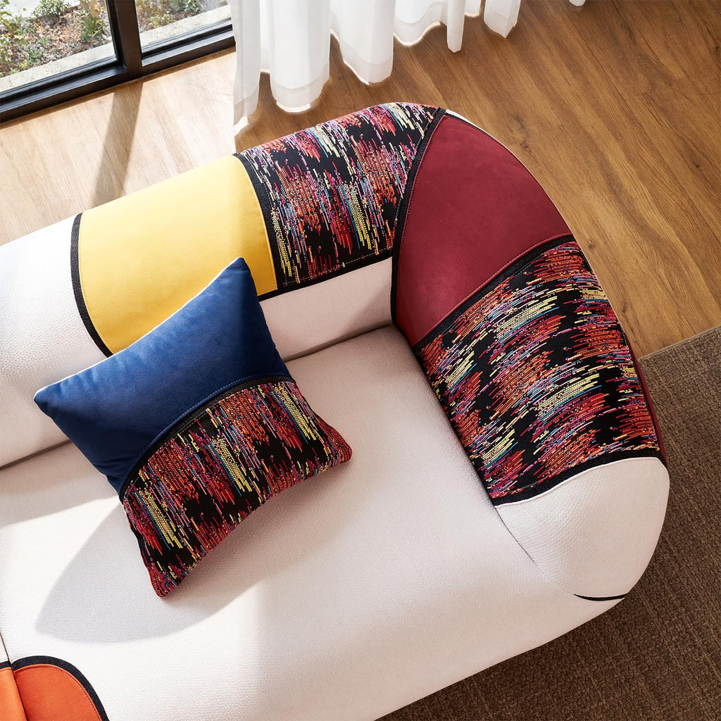 102" Modern Curved, 4-Seat Floor Couch in Chenille, No Assembly