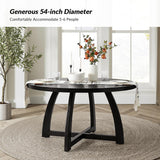 54 inch Round Dining Table for 6 People，Mid-Century Modern Solid Wood Circle Dinner Tables for Small Spaces Dining