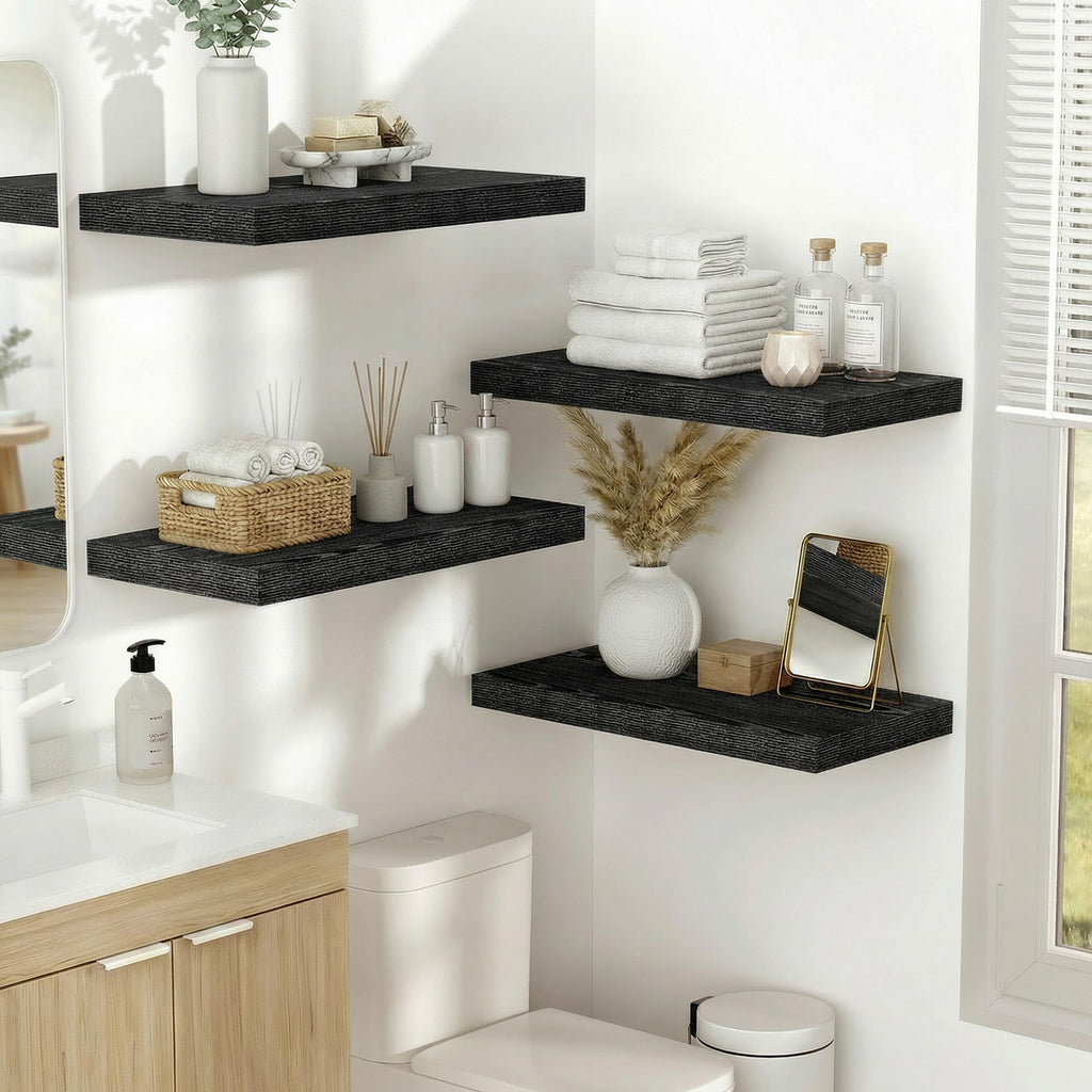 10 in Deep Floating Shelves 16" Set of 2, Black