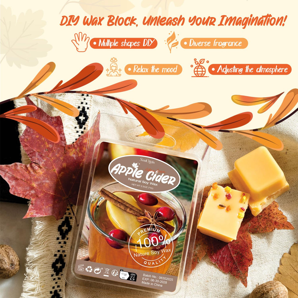 Autumn Scented Wax Melts, Scented Soy Wax Cubes Gift Set for Wax Warmer-Pumpkin Spice, Apple Cider, Apple Pie, Autumn