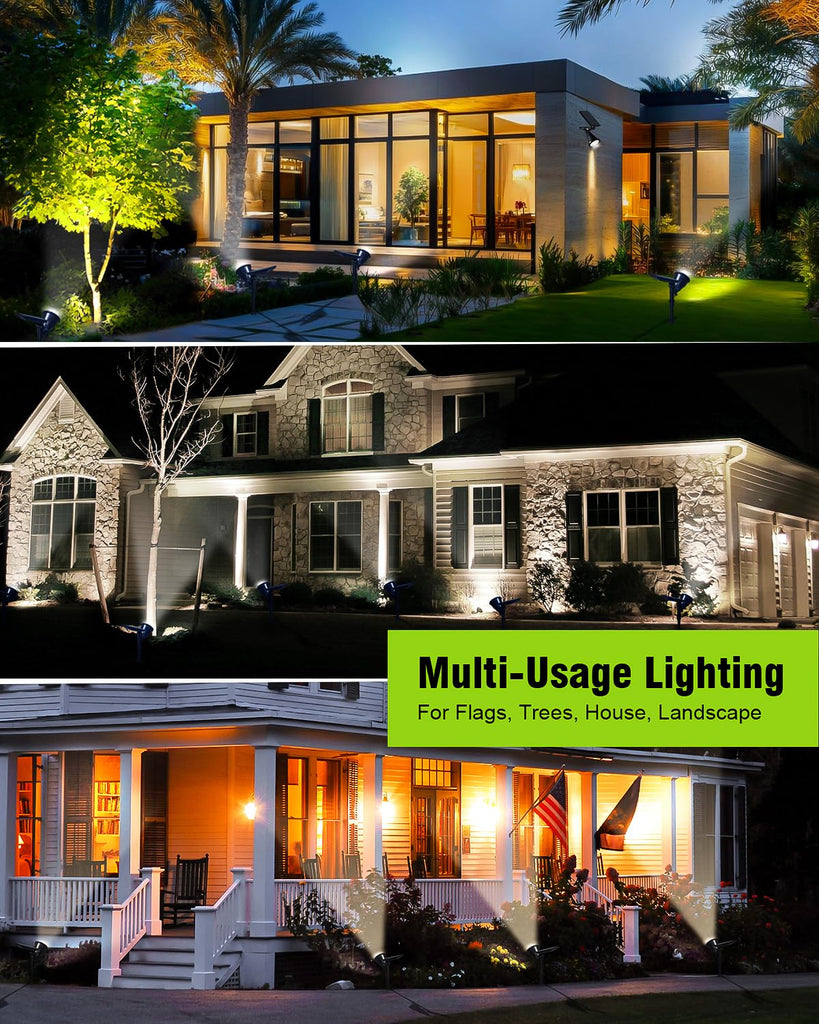 Solar Spotlights, 18 LED Solar Lights Outdoor Waterproof, 2 Mode Soft Warm White Landscape Lighting Auto On/Off Spot