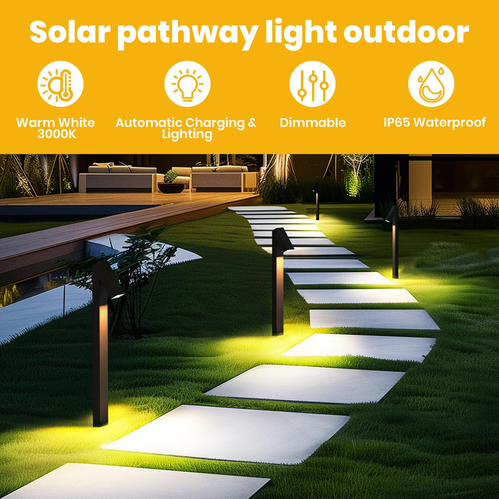 Solar Pathway Lights, 3000K Metal Solar Landscape Lights Outdoor