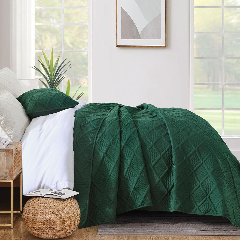 Christmas Bedding Set, Quilts King Size, Emerald Green Bedspread