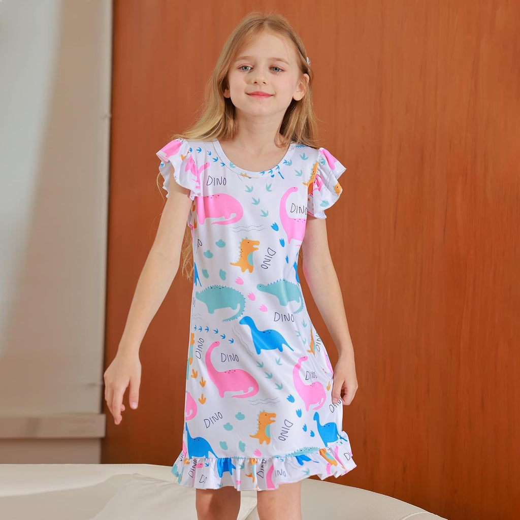 Girls Nightgowns Soft Toddler Princess Pajamas Dress for Kids 2pcs