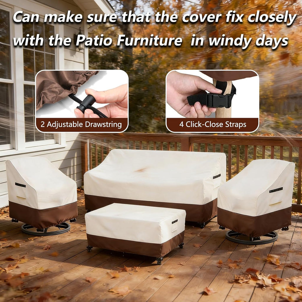 Patio Furniture Covers 4 Piece Set, 600D Heavy Duty Outdoor Furniture Covers Waterproof 3-Seater Sofa,Swivel Rocker