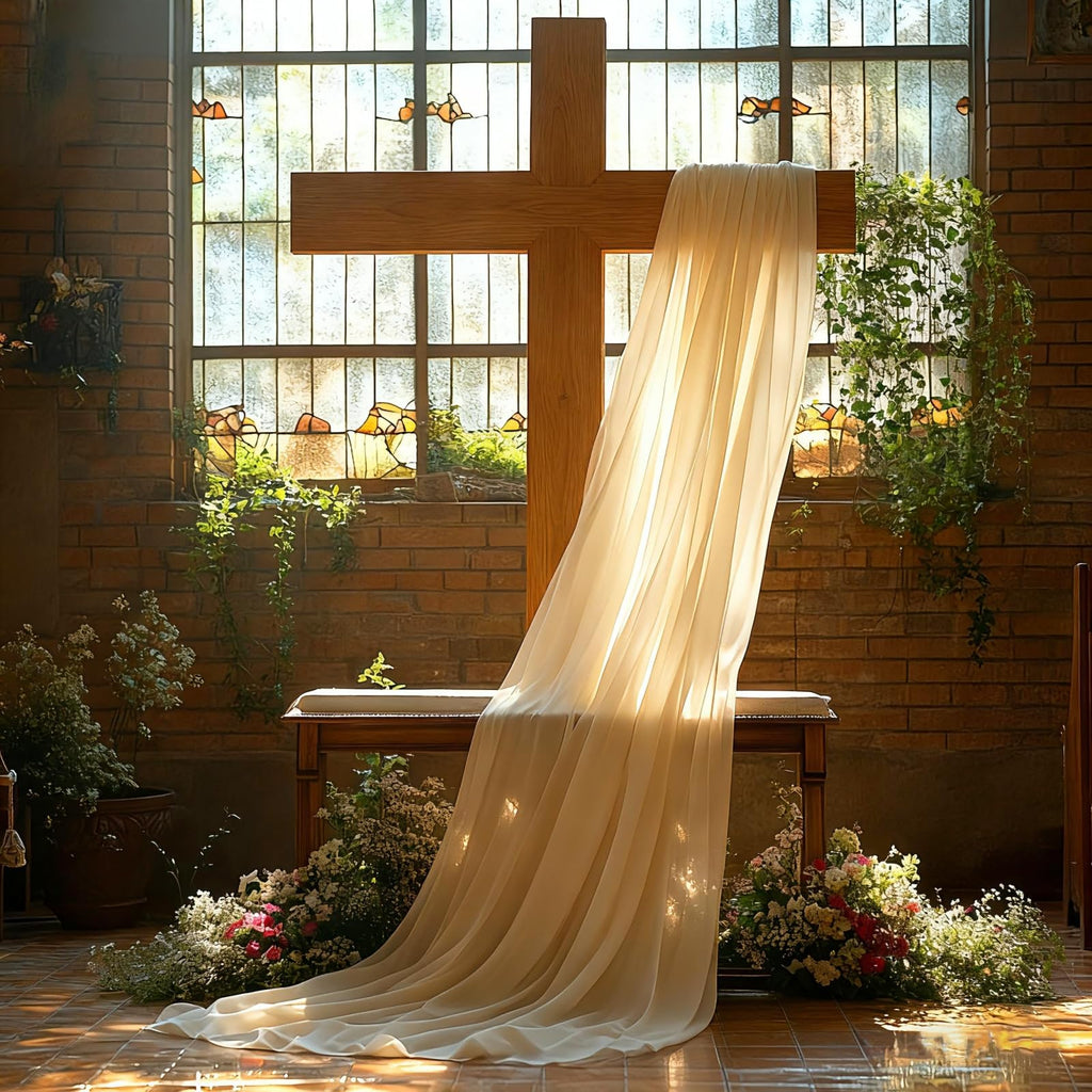 Wedding Arch Draping Fabric, 31.5" x 20FT Wrinkle-Free Sheer Chiffon Drapery for Ceremony Backdrop, Arbor, Pergola