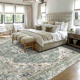 Area Rugs 9x12 Living Room - Large Washable Sage Green Boho Rugs